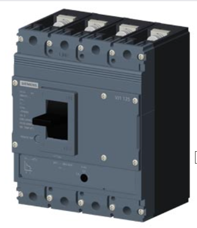 circuit breaker 3VJ1 IEC framesize 3VJ11 125A line protection ATFM 4-pole Icu=36kA@415V Ics=75% Icu In=100A overload protection Ir=80A...100A short-circuit protection Ii=10 x In Screw connection
