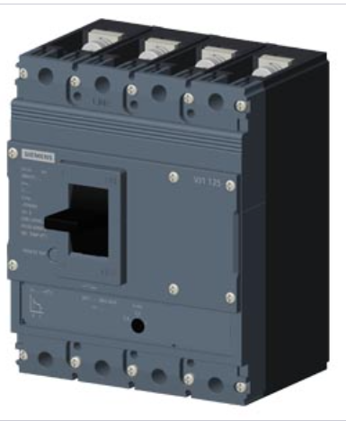 circuit breaker 3VJ1 IEC framesize 3VJ11 125A line protection ATFM 4-pole Icu=36kA@415V Ics=75% Icu In=125A overload protection Ir=100A...125A short-circuit protection Ii=10 x In Screw connection