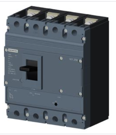 circuit breaker 3VJ1 IEC framesize 3VJ12 250A line protection ATFM 4-pole Icu=36kA@415V Ics=75% Icu In=160A overload protection Ir=128A...160A short-circuit protection Ii=10 x In Screw connection