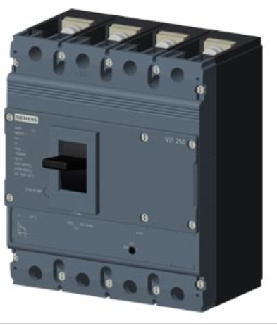 circuit breaker 3VJ1 IEC framesize 3VJ12 250A line protection ATFM 4-pole Icu=36kA@415V Ics=75% Icu In=200A overload protection Ir=160A...200A short-circuit protection Ii=10 x In Screw connection