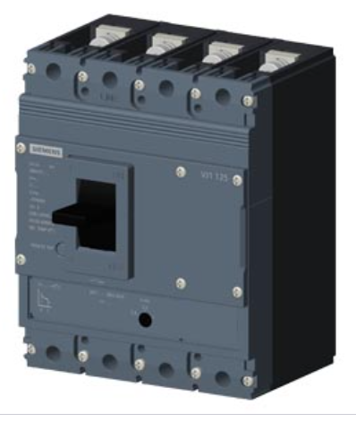 circuit breaker 3VJ1 IEC framesize 3VJ11 125A line protection ATFM 4-pole Icu=55kA@415V Ics=75% Icu In=16A overload protection Ir=12.8A..16A short-circuit protection Ii=350A Screw connection