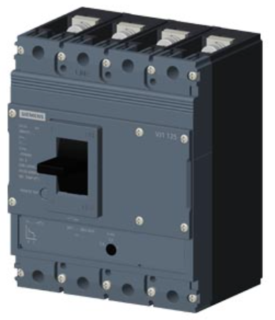 circuit breaker 3VJ1 IEC framesize 3VJ11 125A line protection ATFM 4-pole Icu=55kA@415V Ics=75% Icu In=40A overload protection Ir=32A...40A short-circuit protection Ii=600A Screw connection