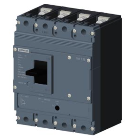 circuit breaker 3VJ1 IEC framesize 3VJ11 125A line protection ATFM 4-pole Icu=55kA@415V Ics=75% Icu In=50A overload protection Ir=40A...50A short-circuit protection Ii=600A Screw connection