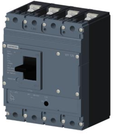 circuit breaker 3VJ1 IEC framesize 3VJ11 125A line protection ATFM 4-pole Icu=55kA@415V Ics=75% Icu In=125A overload protection Ir=100A...125A short-circuit protection Ii=10 x In Screw connection