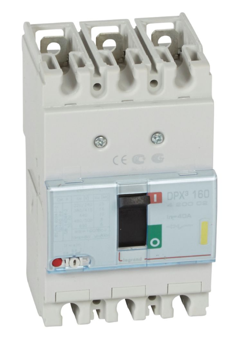 DPX³160 thermal magnetic release circuit breaker, 3 poles, with rated current of 40A and breaking capacity 16kA
