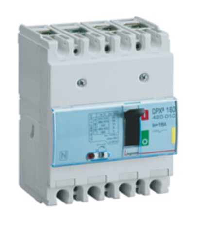 DPX³160 thermal magnetic release circuit breaker, 4 poles, with rated current of 16A and breaking capacity 16kA