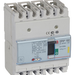 DPX³160 thermal magnetic release circuit breaker, 4 poles, with rated current of 100A and breaking capacity 16kA