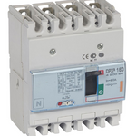 DPX³160 thermal magnetic release circuit breaker, 4 poles, with rated current of 80A and breaking capacity 25kA