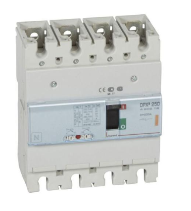 DPX³250 thermal magnetic release circuit breaker, 4 poles 200A and breaking capacity 25kA