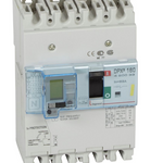 DPX³160 thermal magnetic release circuit breaker with earth leakage module, 4 poles 63A and breaking capacity 16kA