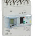 DPX³160 thermal magnetic release circuit breaker with earth leakage module, 4 poles 80A and breaking capacity 16kA