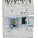 DPX³160 thermal magnetic release circuit breaker with earth leakage module, 4 poles 160A and breaking capacity 16kA