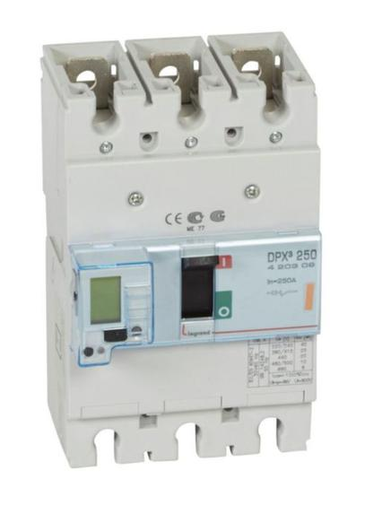 DPX³250 electronic release circuit breaker, 3 poles 250A and breaking capacity 25kA