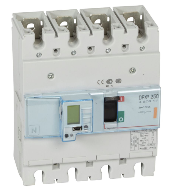 DPX³250 electronic release circuit breaker, 4 poles 160A and breaking capacity 25kA