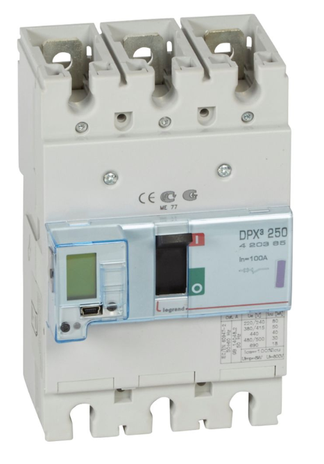 DPX³250 electronic release circuit breaker, 3 poles 100A and breaking capacity 50kA