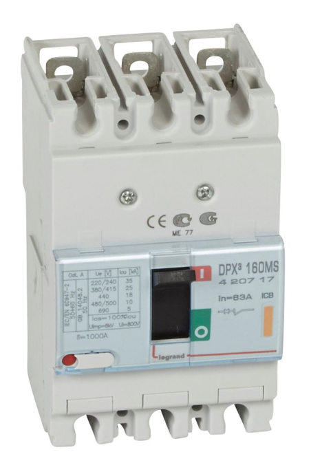 MCCB DPX³ 160 3-pole 63 A 25 kA - Front side connection - IP30 protection - Toggle control - 220-690 V rated voltage
