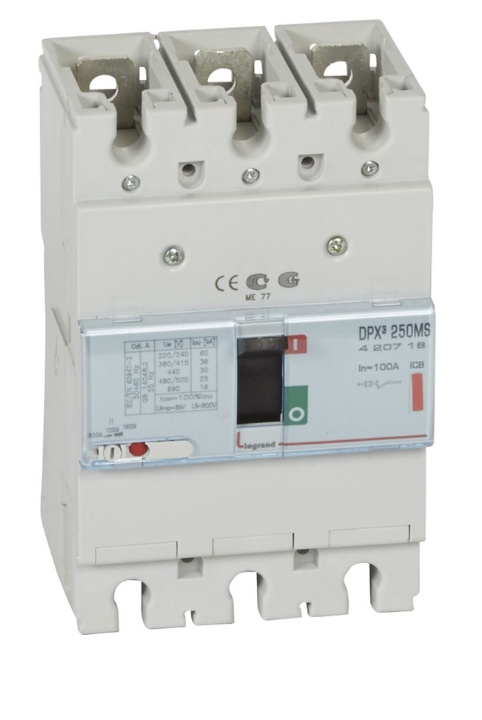 MCCB DPX³ 250 only mag 3P 100A 36kA to Adjustable magnetic protection to 3-pole 220-690V to 36kA Icu at 400V