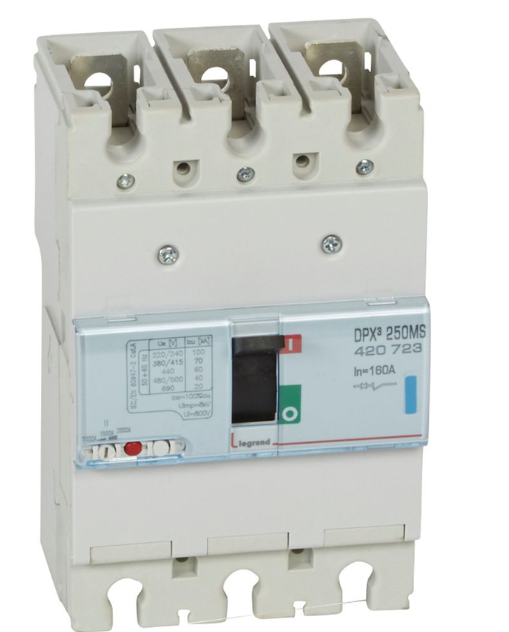MCCB DPX³ 250 only mag 3P 160A 70kA - Magnetic adjustable MCCB 3P 160A - 70kA Icu at 400V - DIN rail mountable IP30