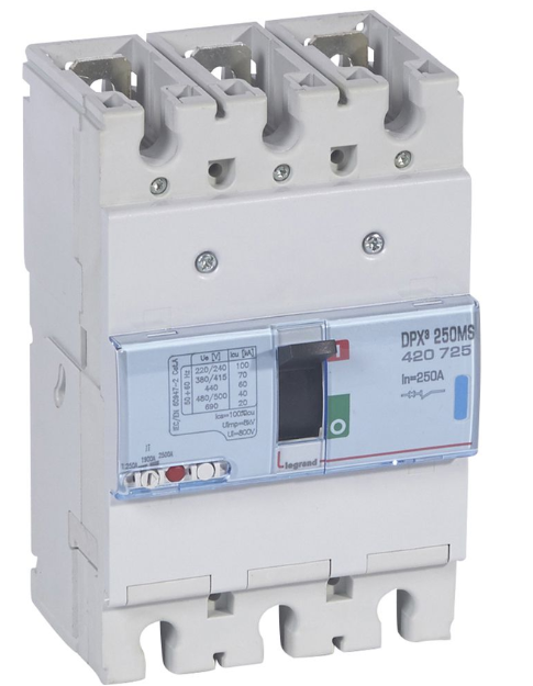 MCCB DPX³ 250 only mag 3P 250A 70kA - Magnetic adjustable MCCB 3P 250A - 70kA Icu at 400V - DIN rail mountable IP30