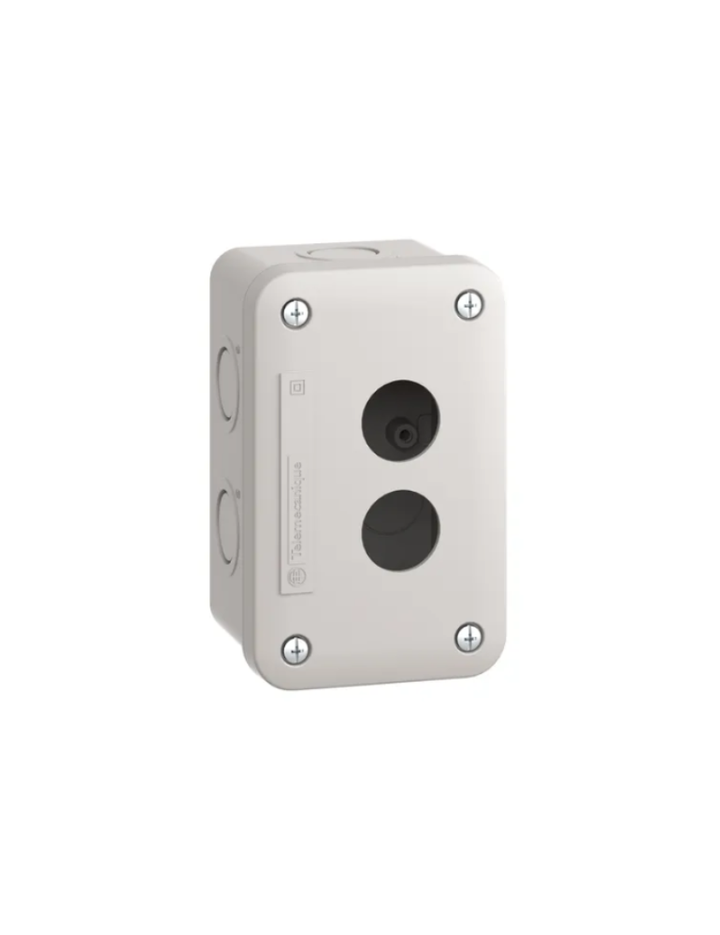 XALE2 Product picture Schneider Electric XALE_MI_BN_V1-0_EN + 7 + 7 3  videos empty control station - light grey - 2 cut-outs - IP54 - for XB7 Ø 22 mm