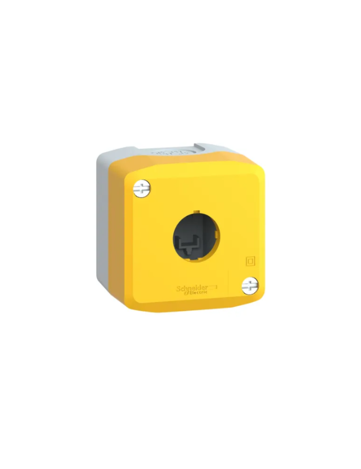 Empty enclosure, plastic, yellow lid for push button Ø22, 1 cut-out