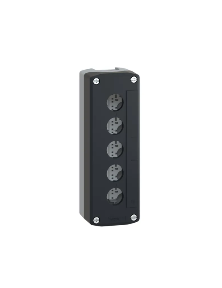 Empty enclosure, plastic, dark grey lid, for push button Ø22, 5 cut-outs