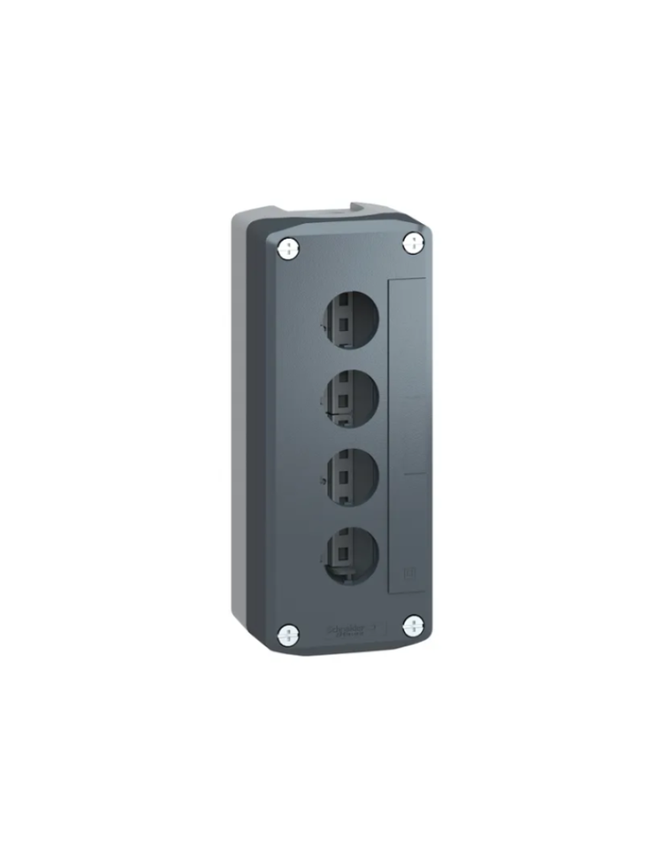 dark grey empty enclosure lid with light grey base - 4 cut-outs