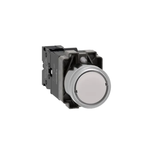 Illuminated push button, Easy Harmony XB2, metal, flush, white, 22mm, spring return, 24V AC DC, 1NO