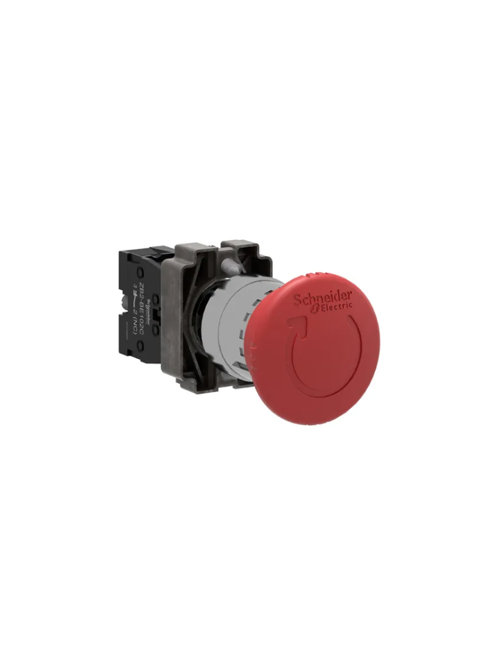 Emergency stop, Easy Harmony XB2, metal, red, mushroom 40mm, 22mm, turn to release, 1NC
