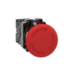 Complete emergency switching off push button, Easy Harmony XB2, metal, red, mushroom 40mm, 22mm, turn to release, 1NC