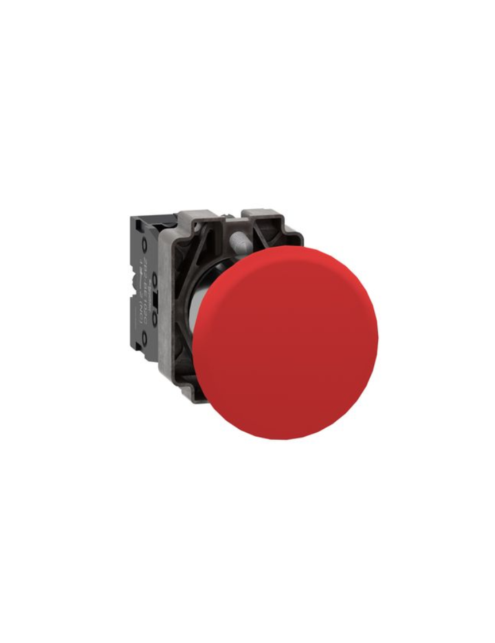Complete push button, Easy Harmony XB2, metal, red, mushroom head 40mm, 22mm, 1NC