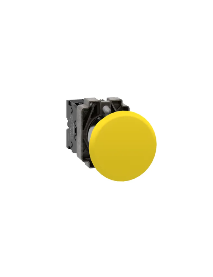Push button, Easy Harmony XB2, metal, yellow, mushroom head 40mm, 22mm, 1NO