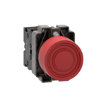 Push button, Easy Harmony XB2, metal, flush, red, 22mm, spring return, booted, 1NC