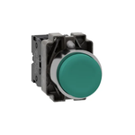 Push button, Easy Harmony XB2, metal, projecting, green, 22mm, spring return, unmarked, 1NO