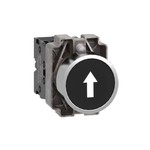 Push button, Easy Harmony XB2, metal, flush, black, 22mm, spring return, marked DOWN ARROW, 1NO