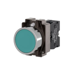 Complete push button, Easy Harmony XB2, metal, flush, green, 22mm, spring return, unmarked, 1NO\