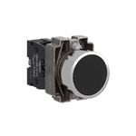 Complete push button, Easy Harmony XB2, metal, flush, black, 22mm, spring return, unmarked, 1NO