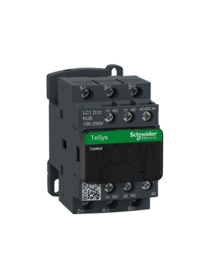 Contactor, TeSys Deca Advanced, 3P(3NO), AC-3/3e, <=440V, 12A, 100...250V AC/DC coil, screw clamp terminals