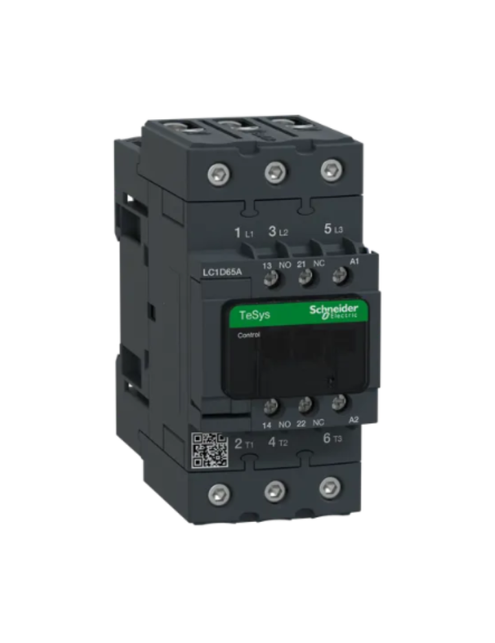 Contactor, TeSys Deca, 3P(3 NO), AC-3/AC-3e, <=400V, 65A, 110V AC 50/60Hz coil, screw clamp terminals