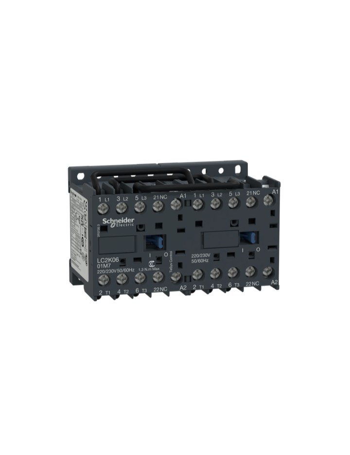 TeSys K reversing contactor - 3P - AC-3 <= 440 V 6 A - 1 NC - 220...230 VAC coil