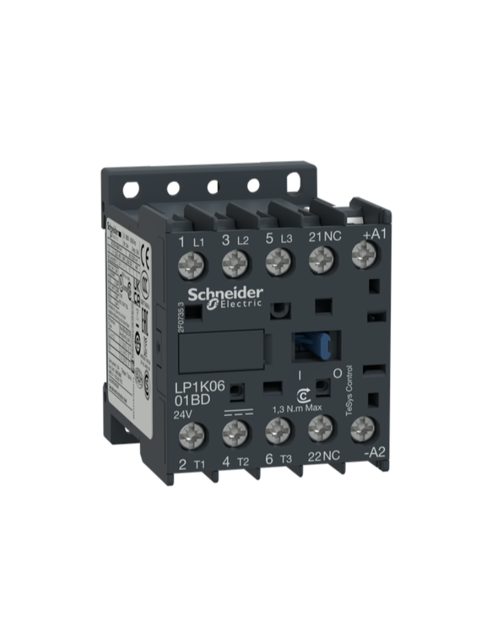 TeSys K contactor - 3P - AC-3 <= 440 V 6 A - 1 NC aux. - 110 V DC coil