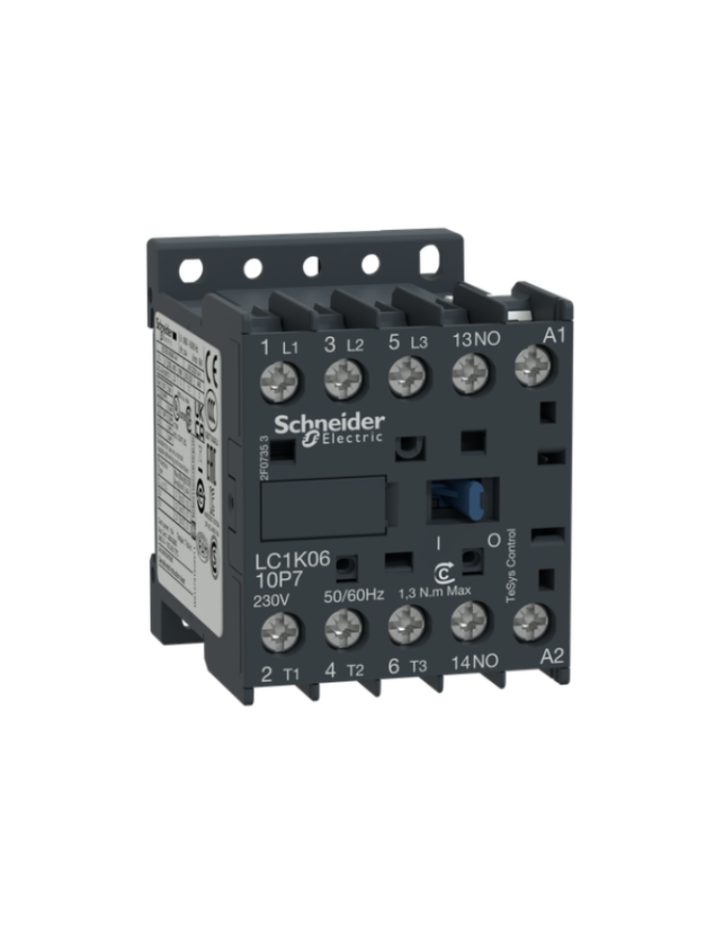 Contactor, TeSys K, 3P, AC-3, lt or eq to 440V 12 A, 1 NO aux., 110VAC coil