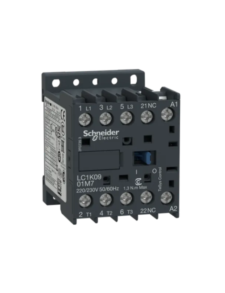 Contactor, TeSys K, 3P, AC-3, lt or eq to 440V 9A, 1 NC aux., 24VAC coil