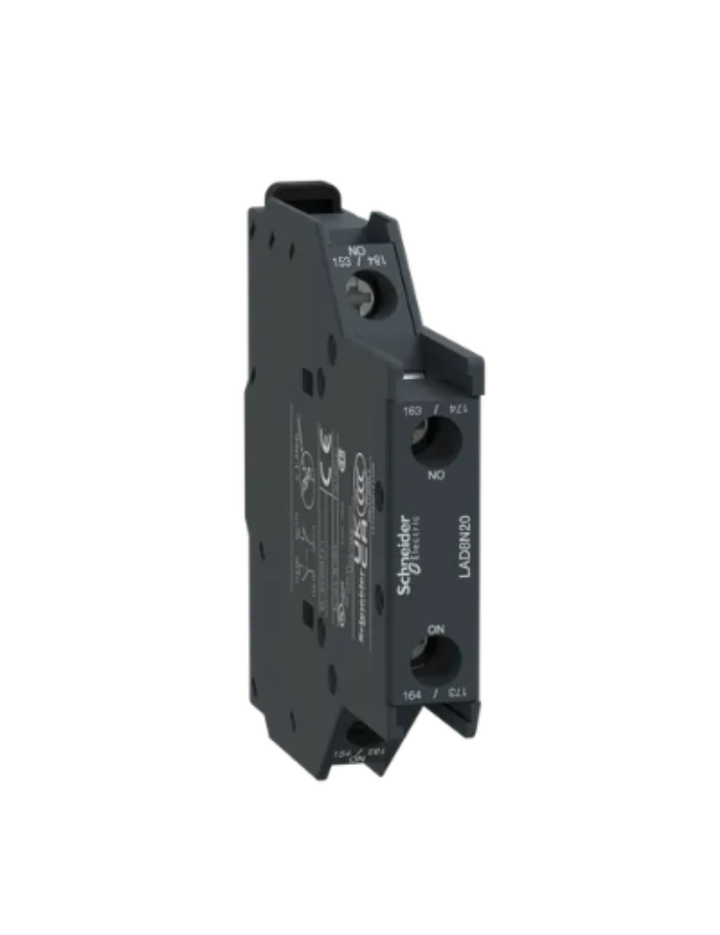 Auxiliary contact block, TeSys D, 2NO, side mounting, screw clamp terminals