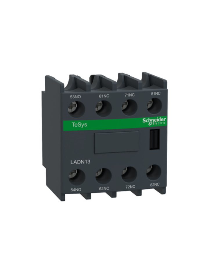 Auxiliary contact block, TeSys D, 1NO + 3NC, front mounting, screw clamp terminals
