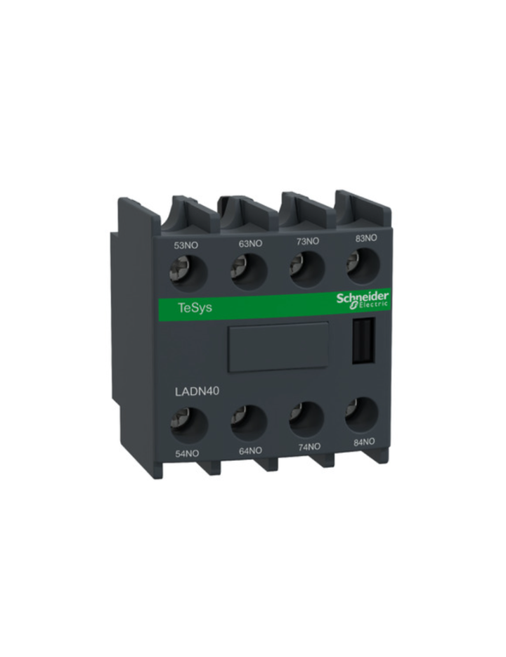Auxiliary contact block, TeSys D, 4NO, front mounting, screw clamp terminals