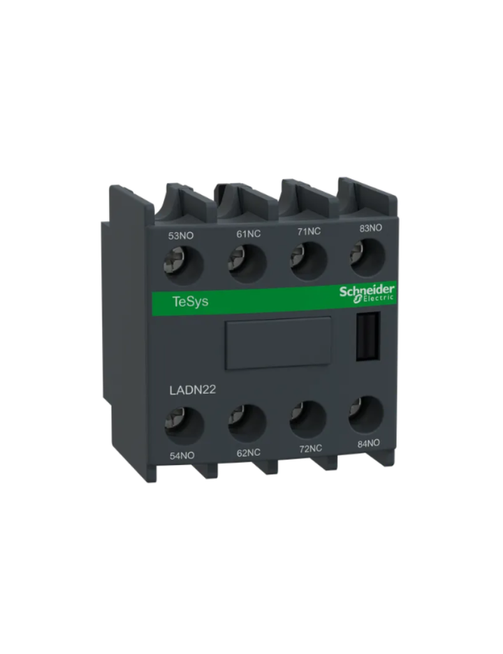 Auxiliary contact block, TeSys D, 2NO + 2NC, front mounting, screw clamp terminals
