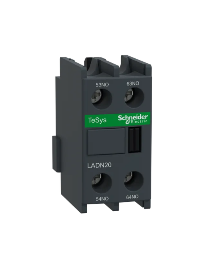 Auxiliary contact block, TeSys D, 2NO, front mounting, screw clamp terminals