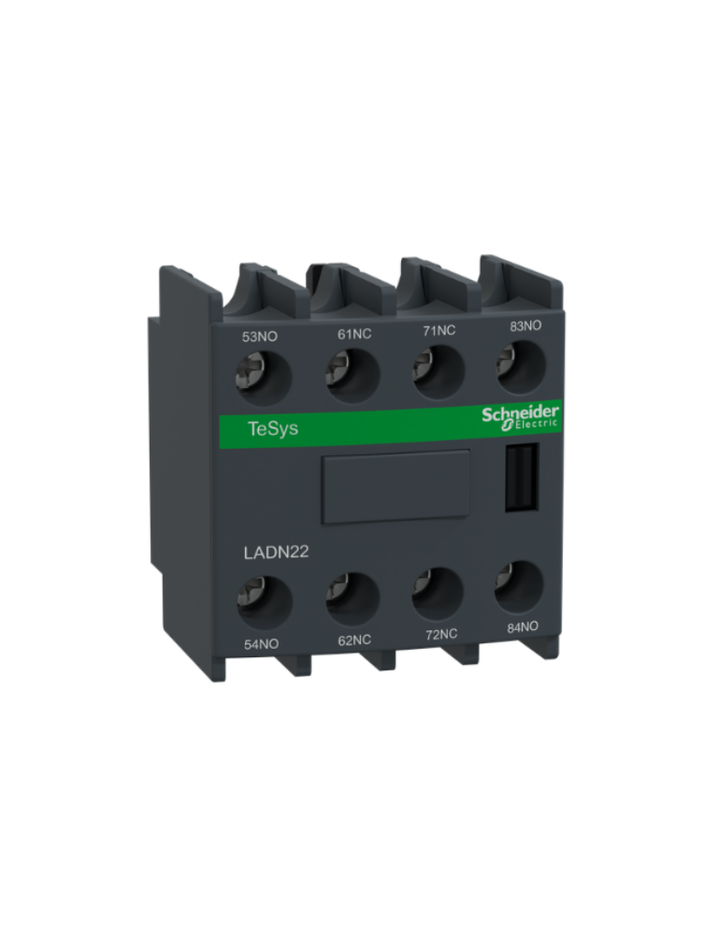 Auxiliary contact block, TeSys D, 2NO + 2NC, front mounting, screw clamp terminals