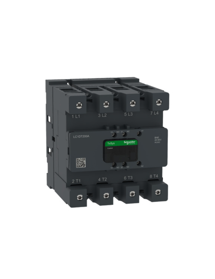 Contactor, Tesys Deca Advanced, 4P(4NO), 160A UL General Purpose, 200-500V AC/DC coil, Everlink